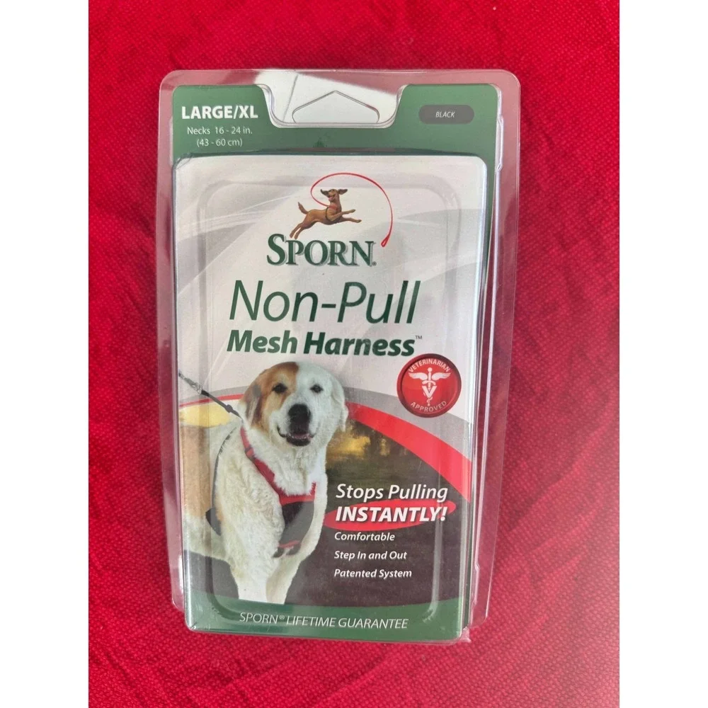 NWT Sporn Non Pulling Mesh Harness Large Necks 16-24 In (43-60cm) In Color BLACK